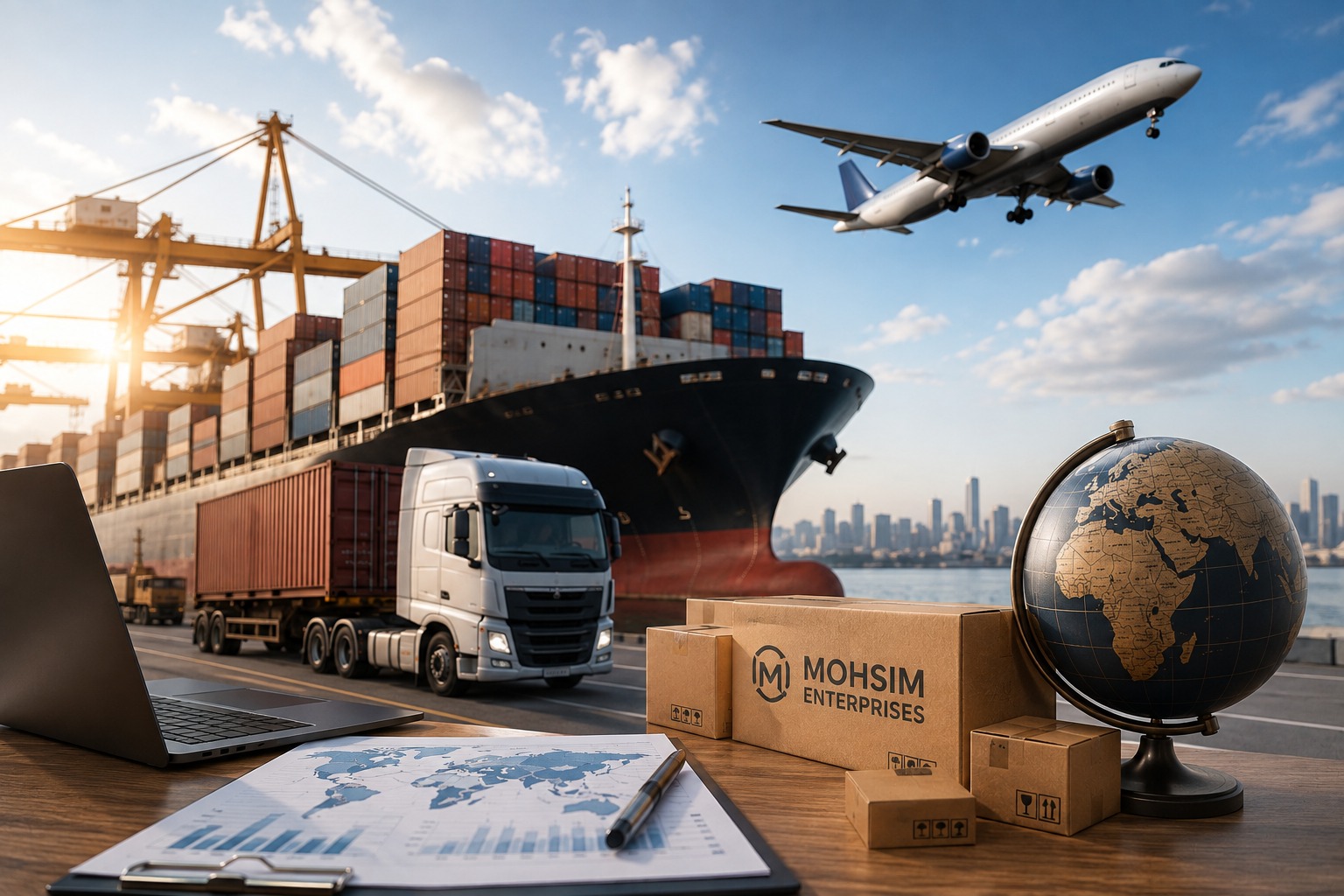 MOHSIM Enterprises team reviewing trade documents